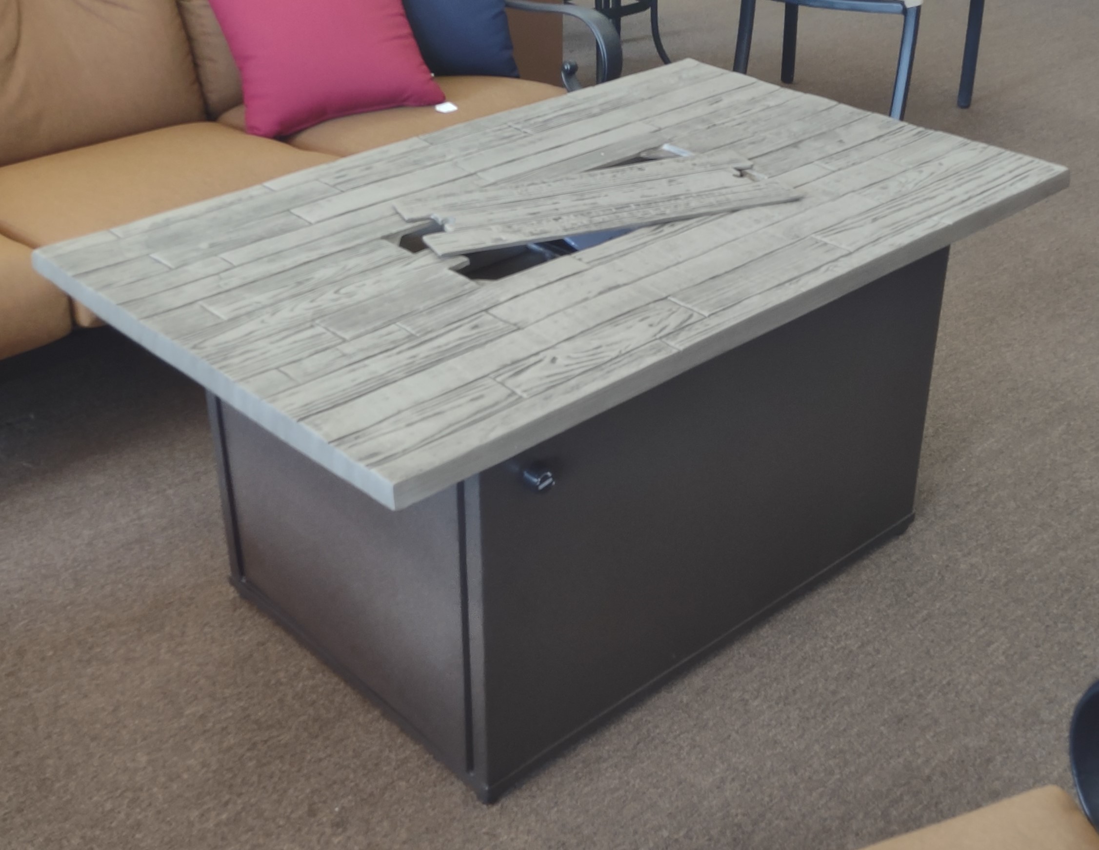Tropitone 30 x 50 Wood Plank Fire Table Patio Connection